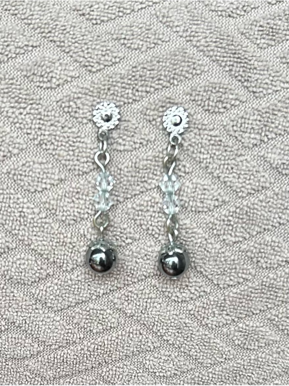 Sterling Silver Dangle Earrings with Hematite  Beads